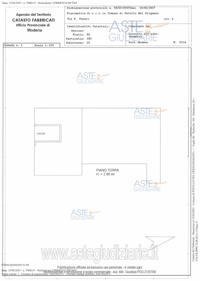 Planimetria del bene