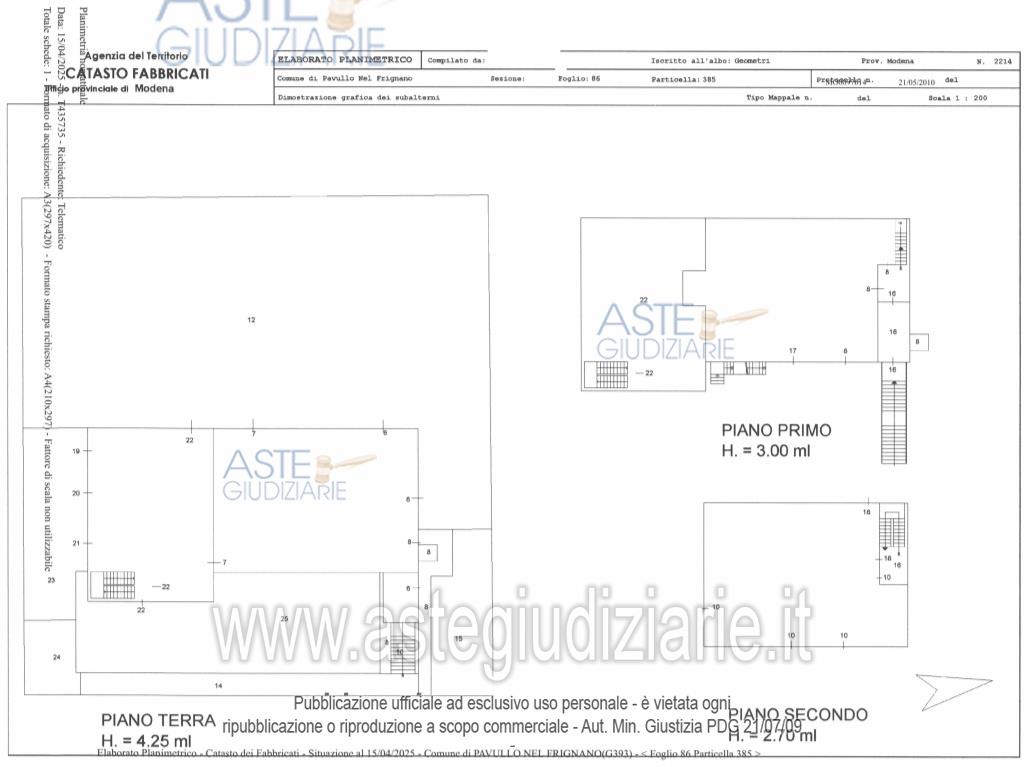 Planimetria del bene