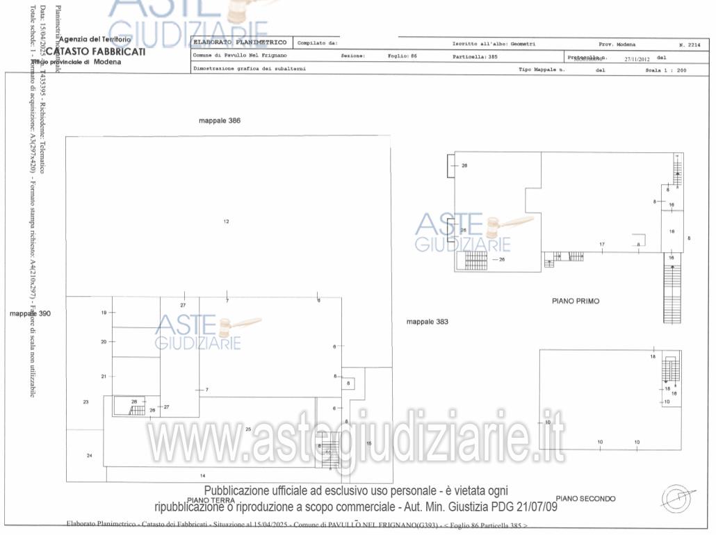Planimetria del bene