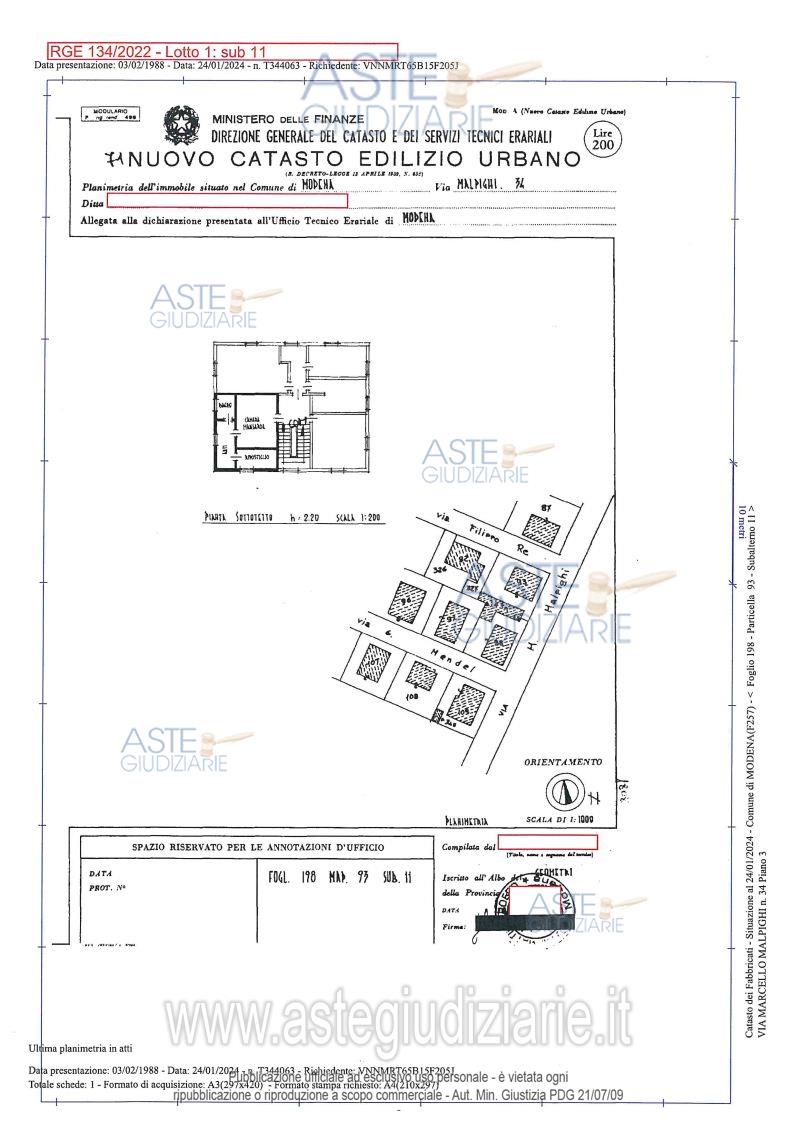 Planimetria del bene