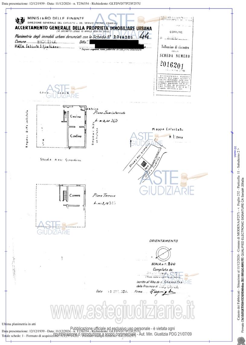 Planimetria del bene