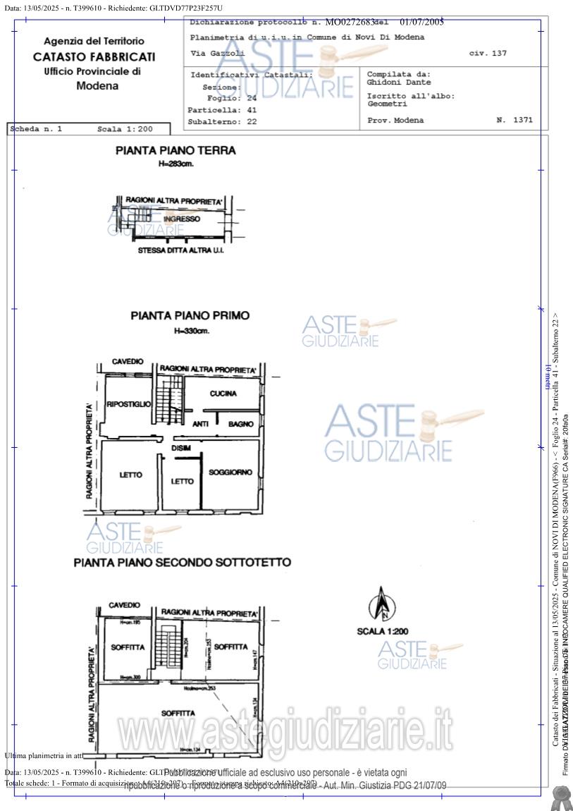 Planimetria del bene