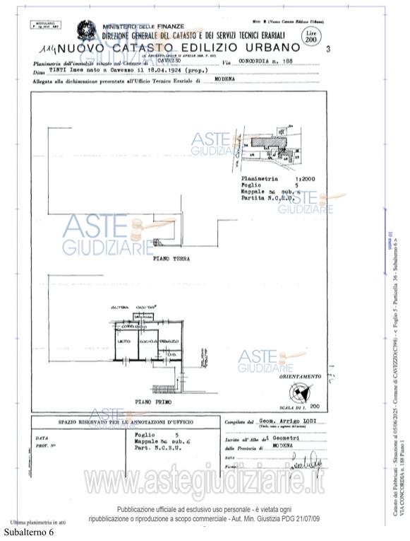 Planimetria del bene