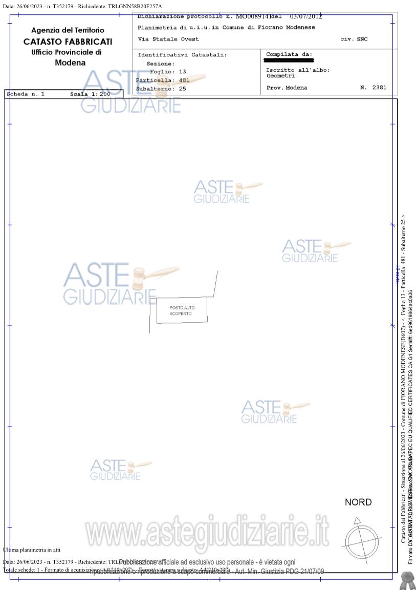 Planimetria del bene