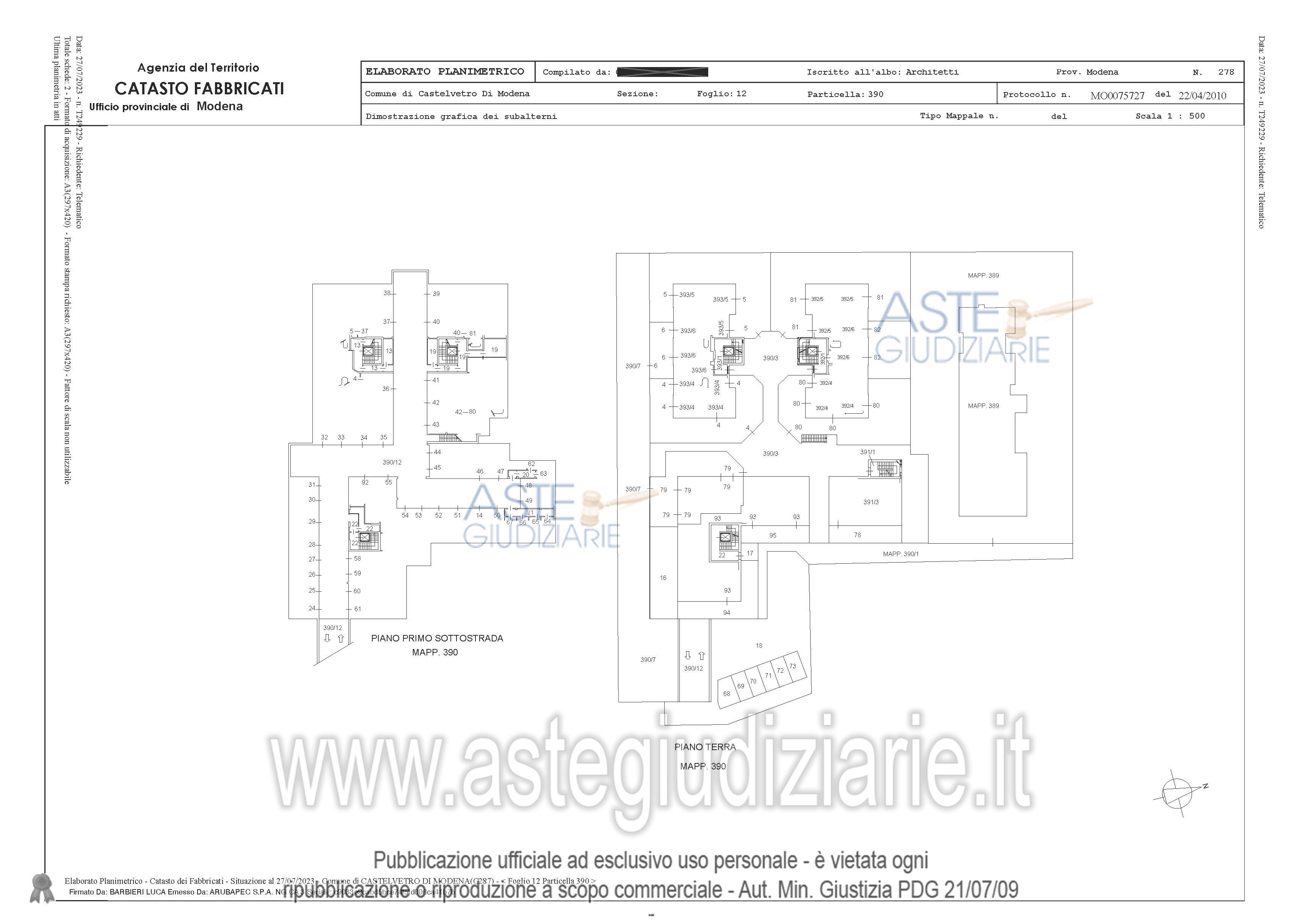 Planimetria del bene