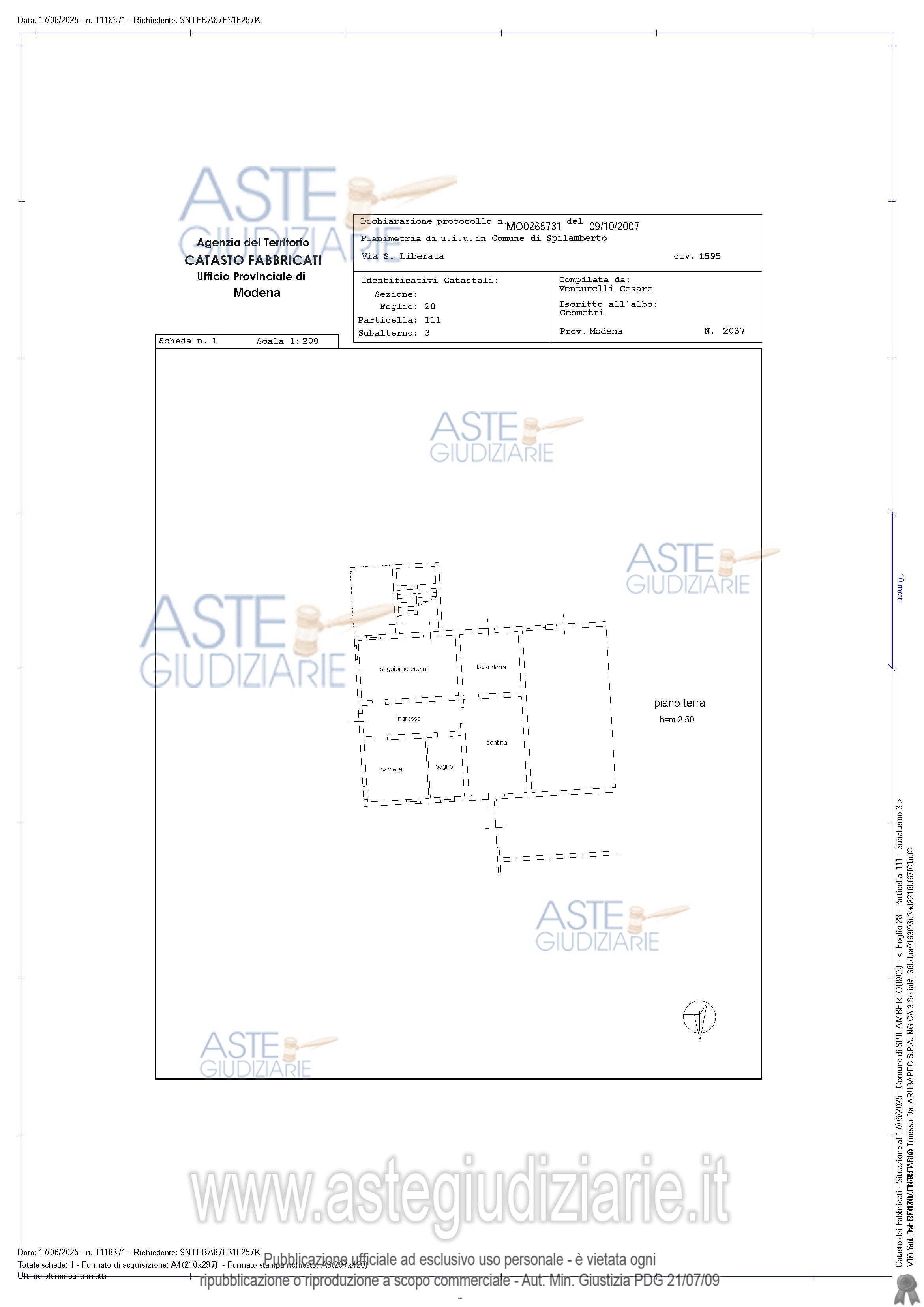 Planimetria del bene