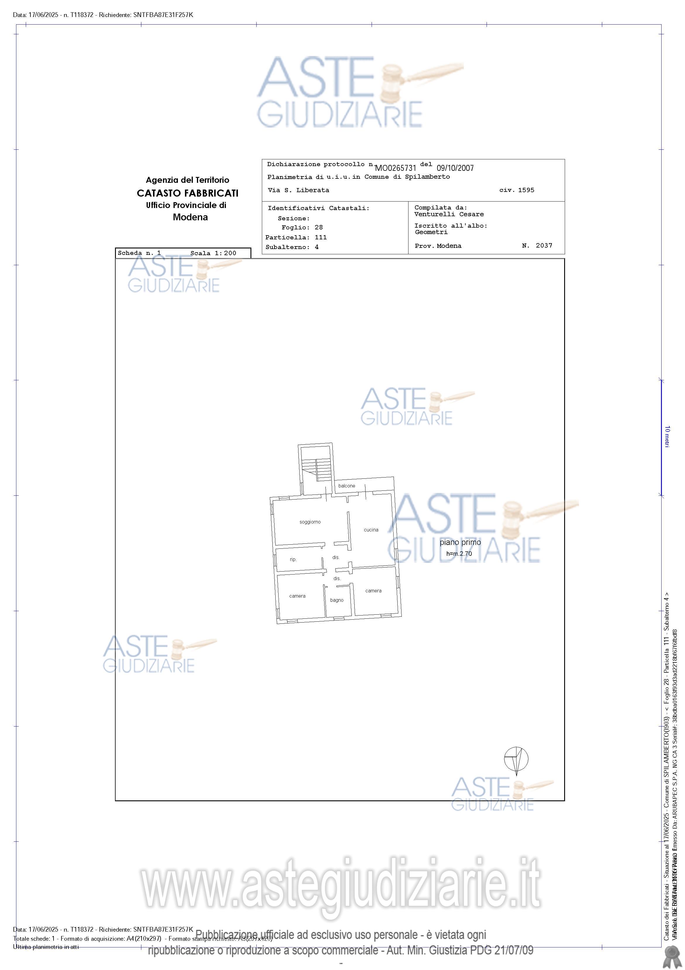 Planimetria del bene