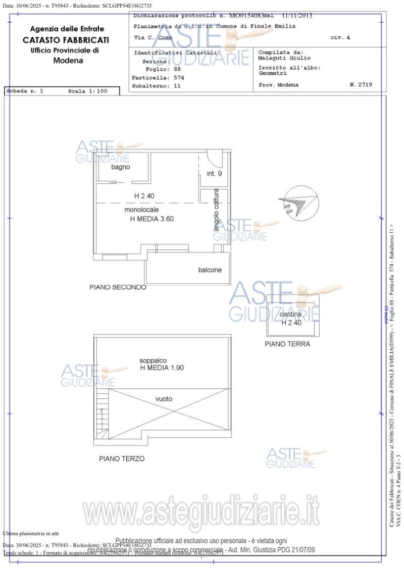 Planimetria del bene