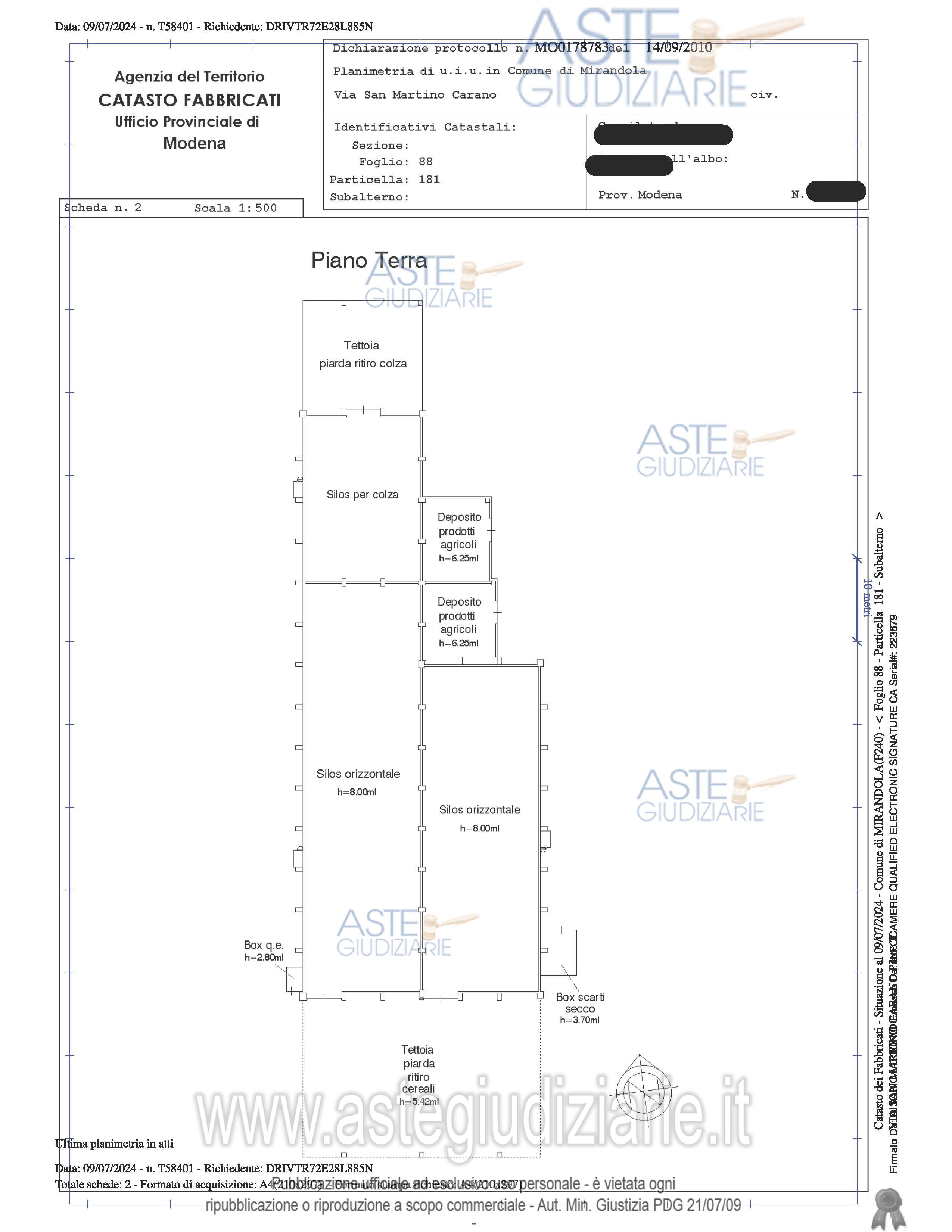 Planimetria del bene