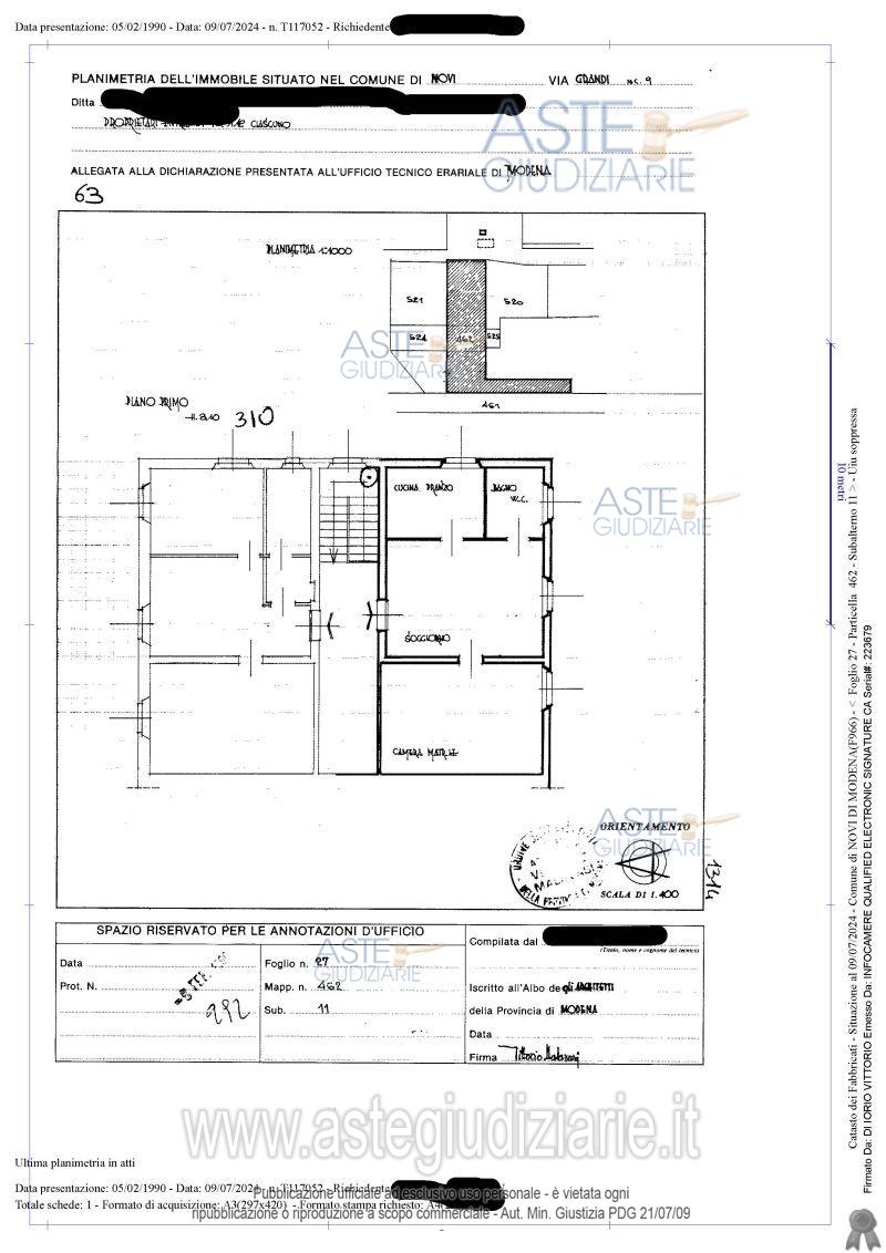 Planimetria del bene