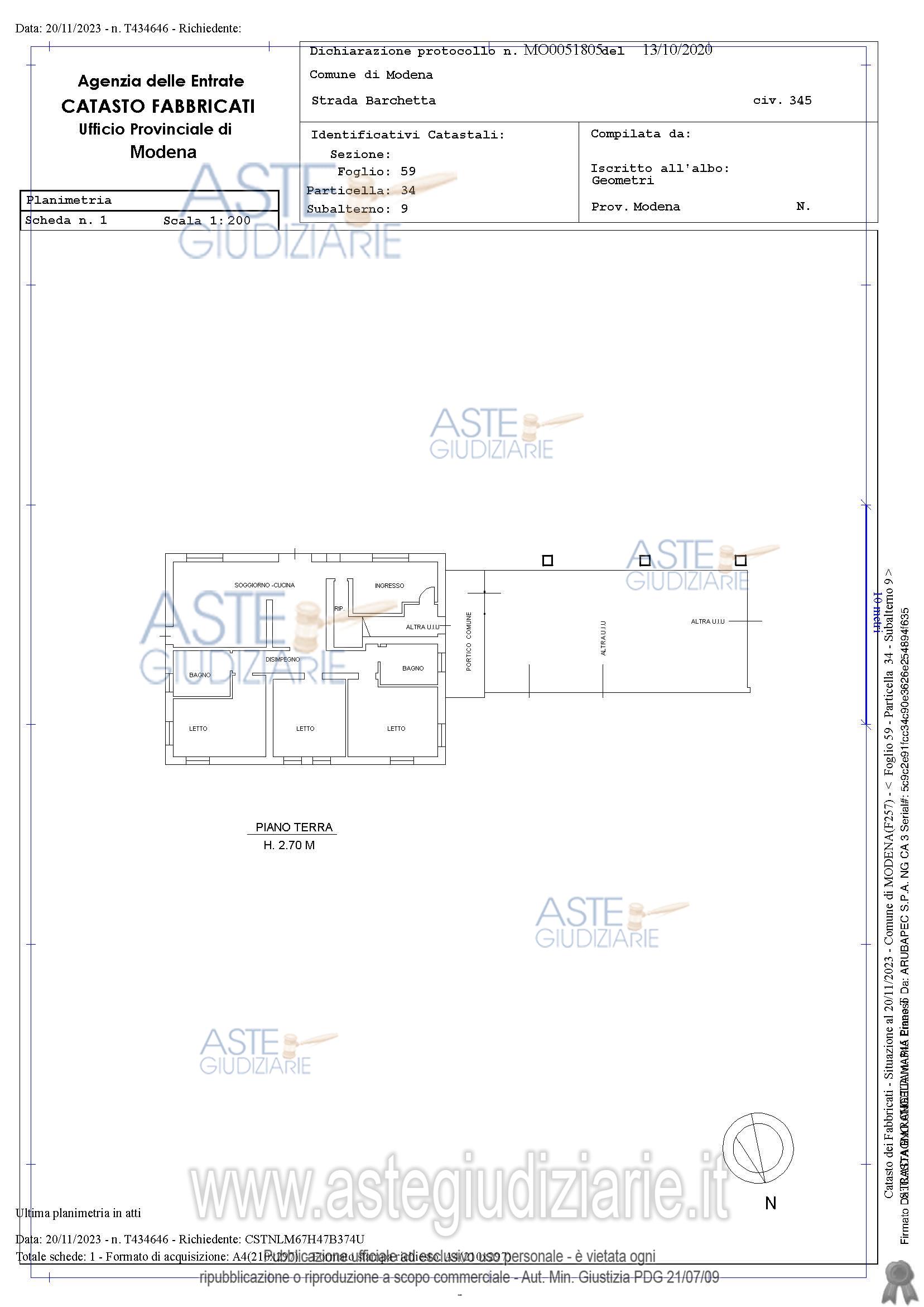 Planimetria del bene