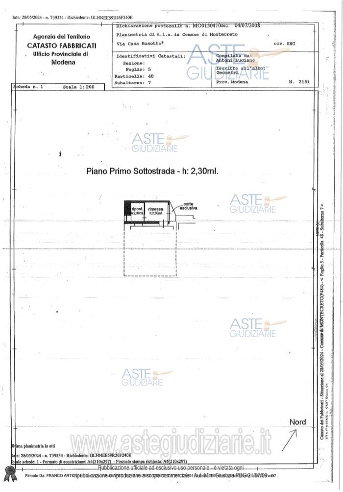 Planimetria del bene