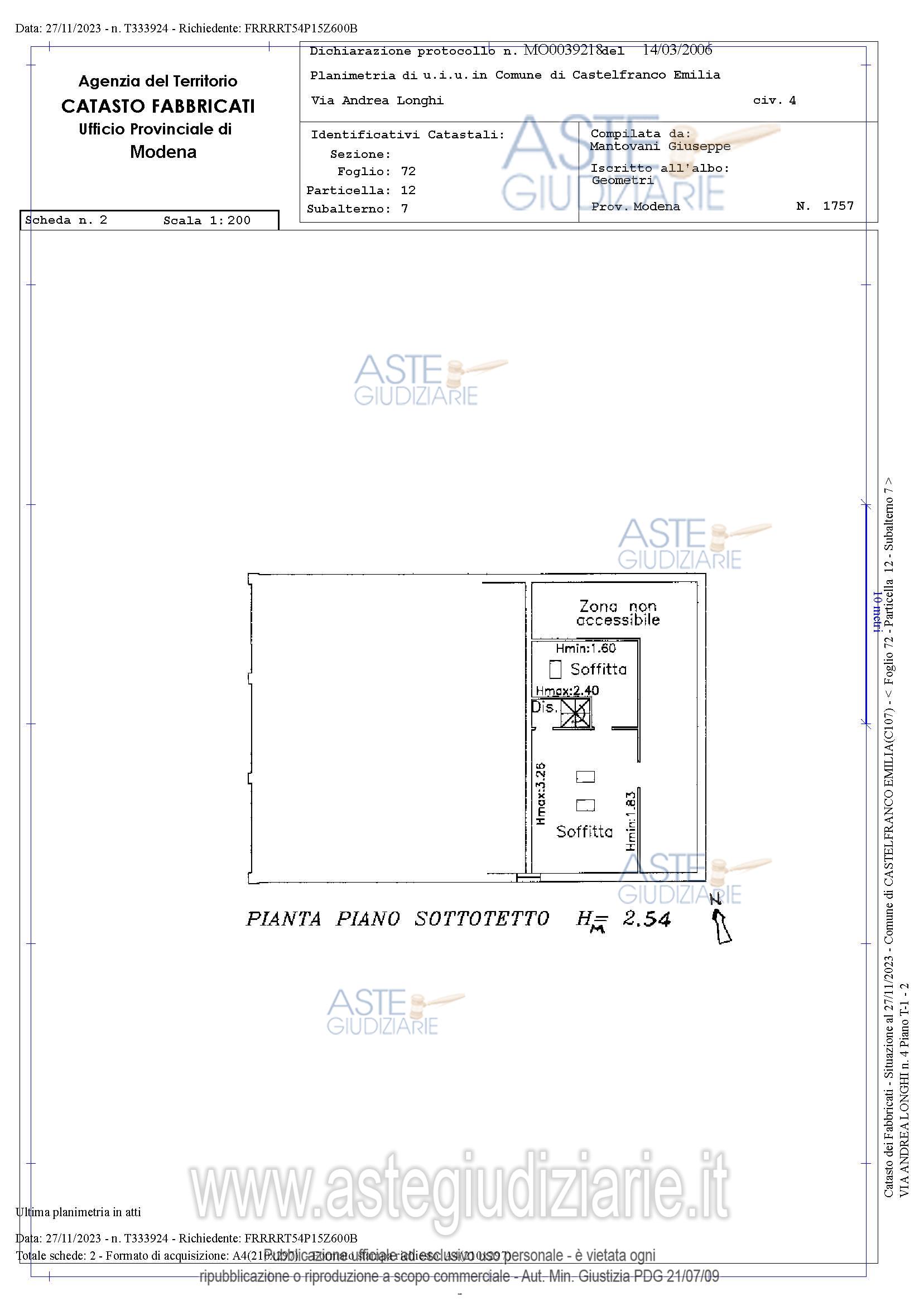Planimetria del bene