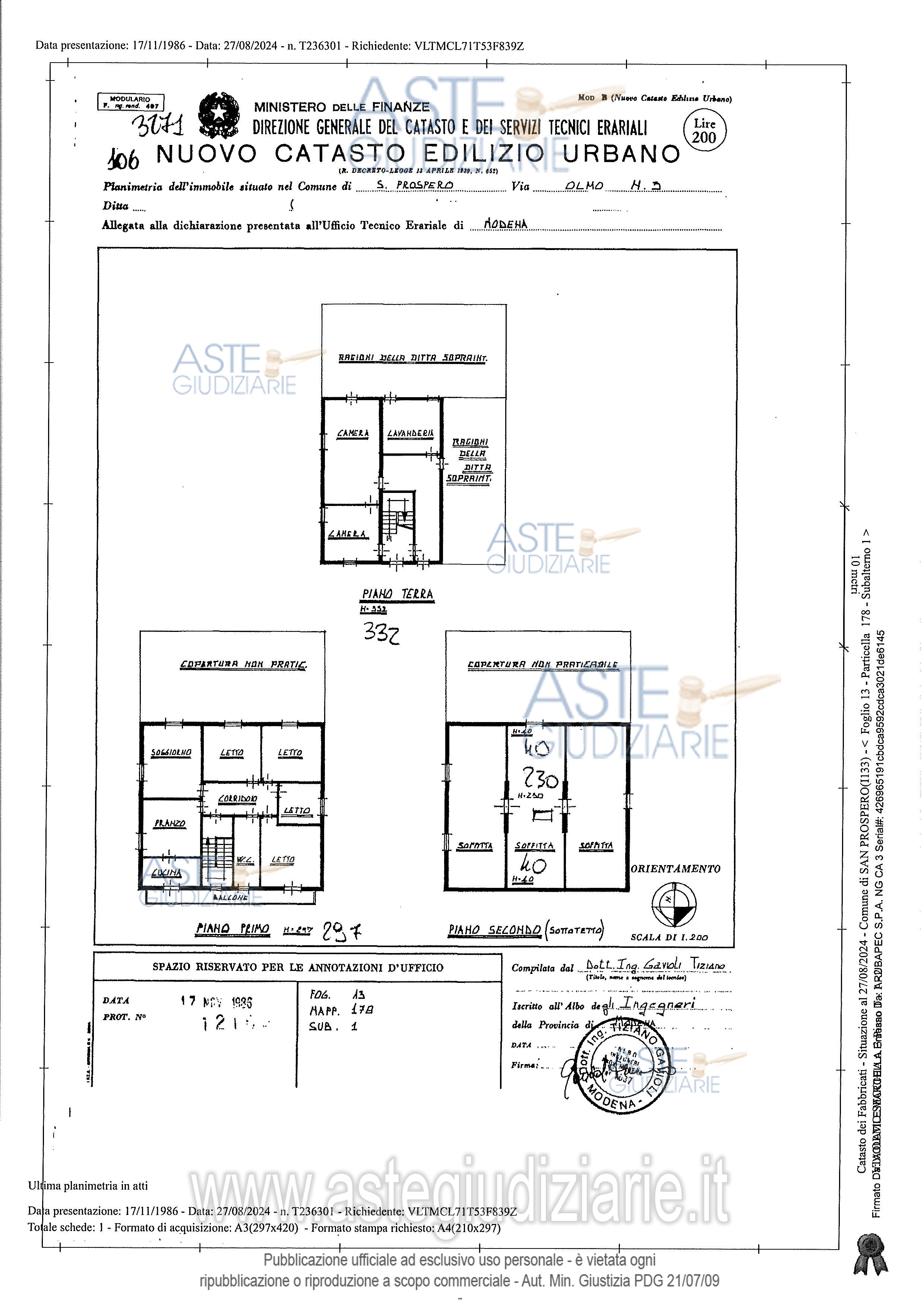 Planimetria del bene