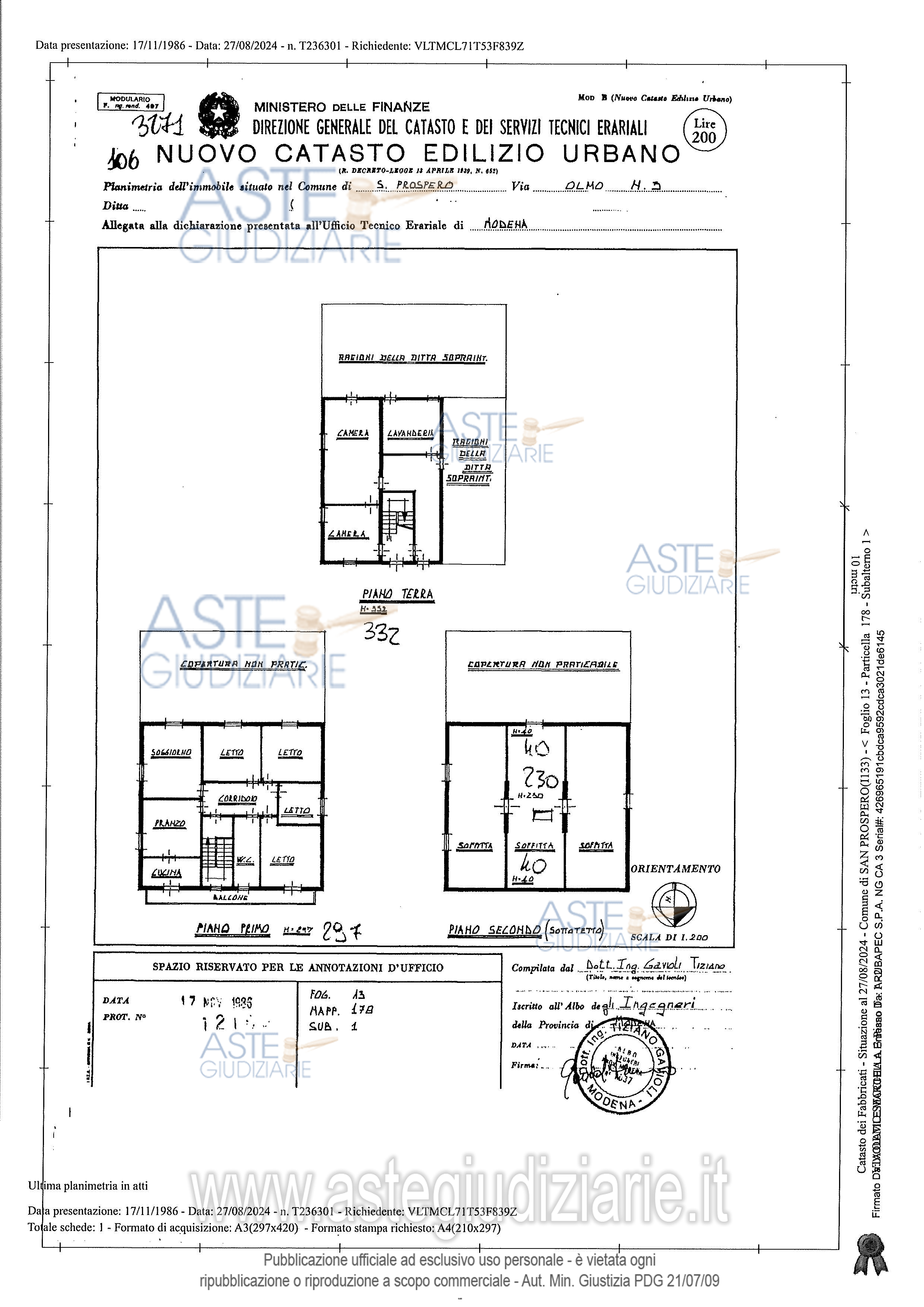 Planimetria del bene