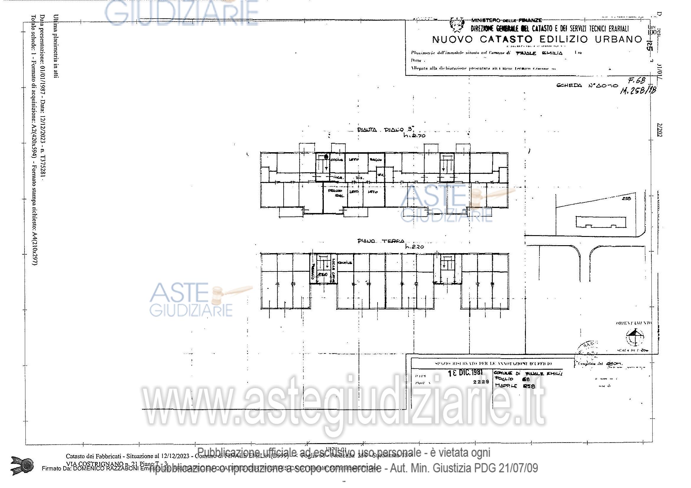 Planimetria del bene