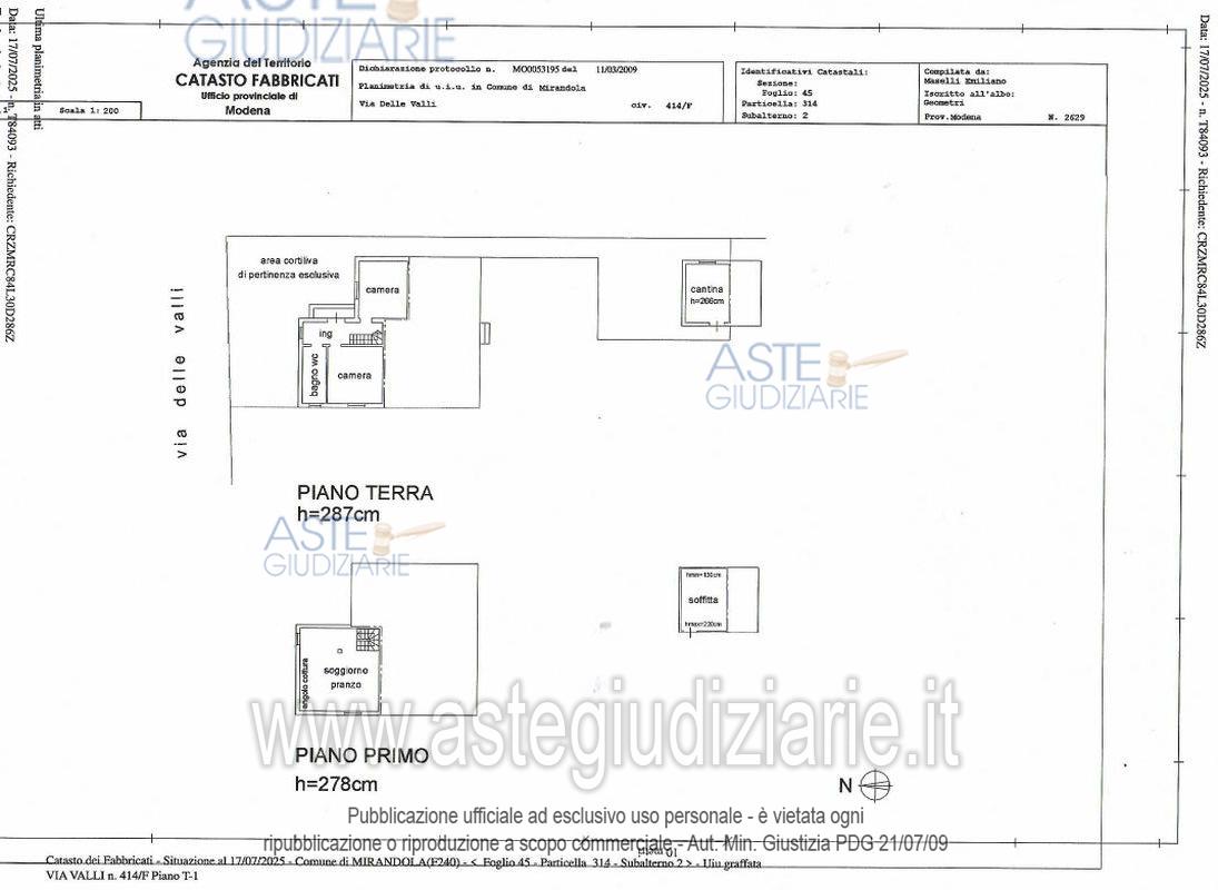 Planimetria del bene