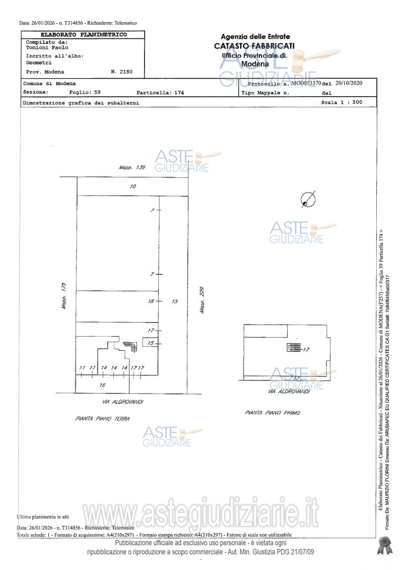 Planimetria del bene