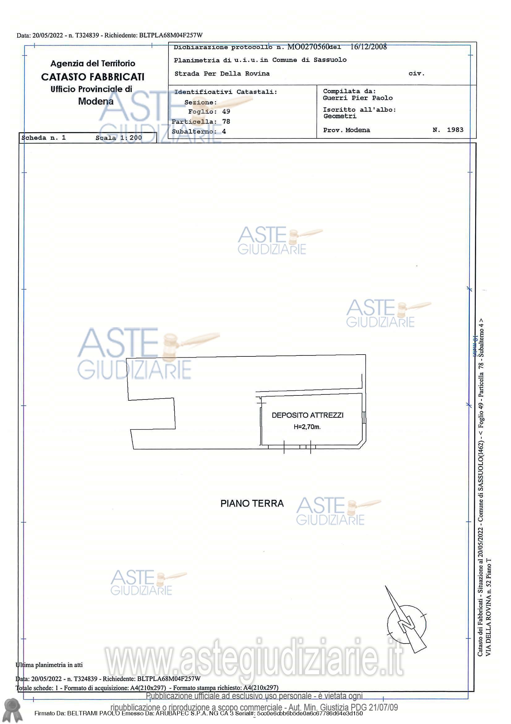 Planimetria del bene