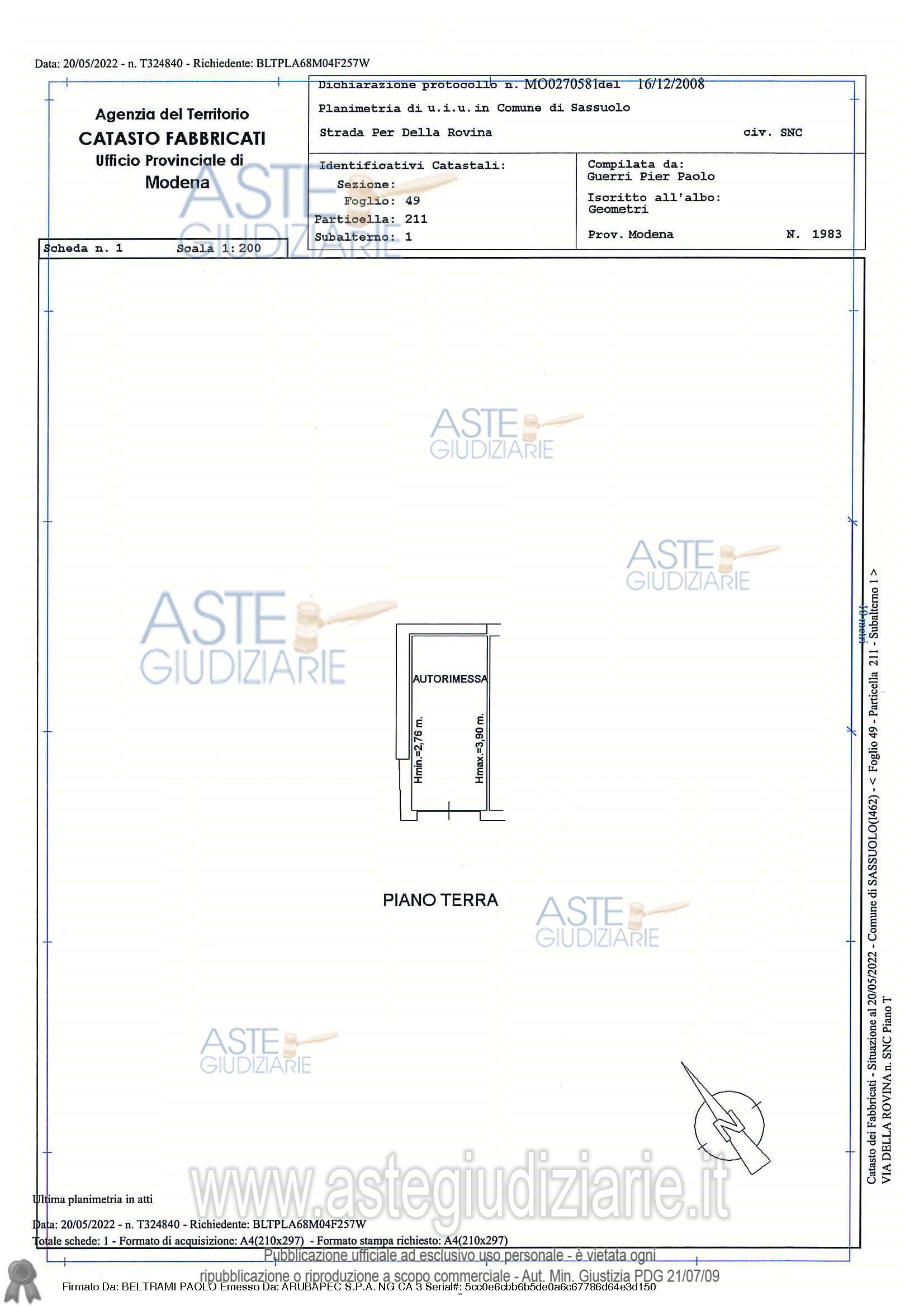 Planimetria del bene