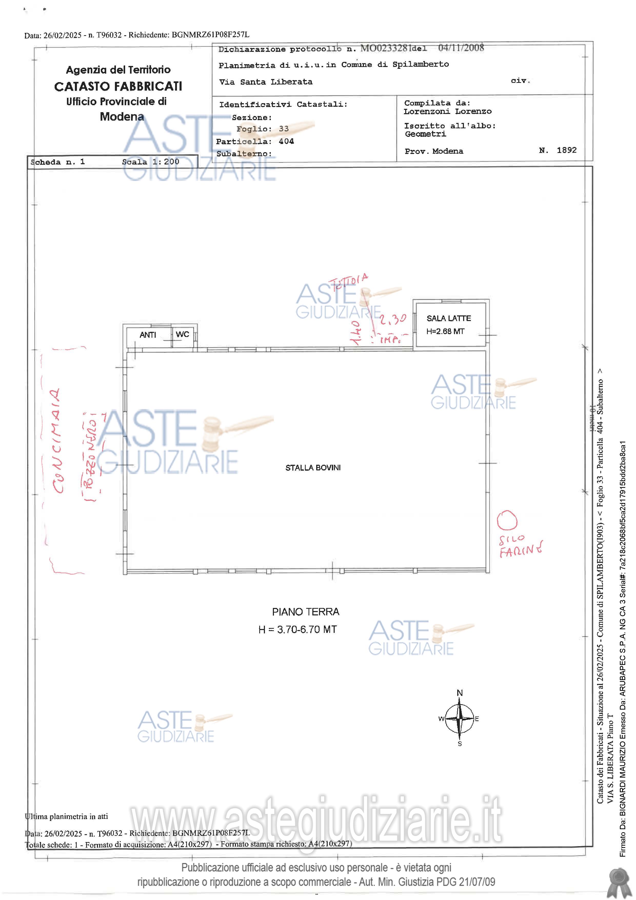 Planimetria del bene