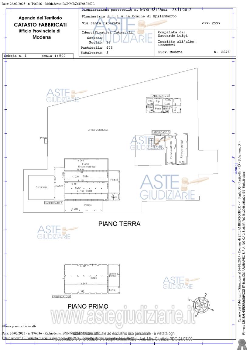Planimetria del bene