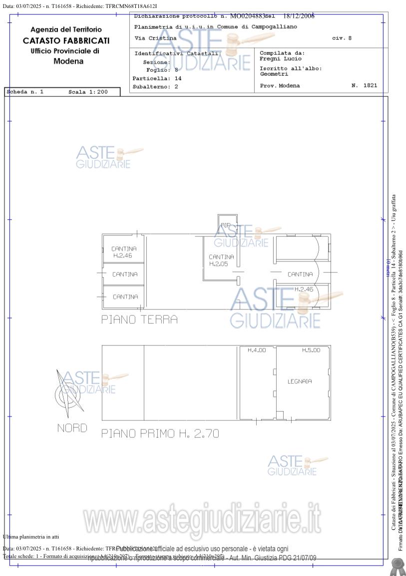 Planimetria del bene