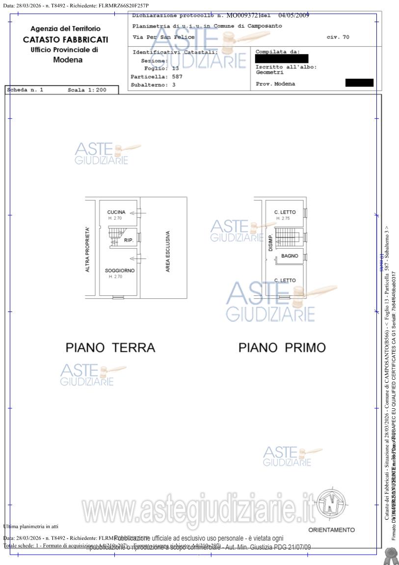 Planimetria del bene