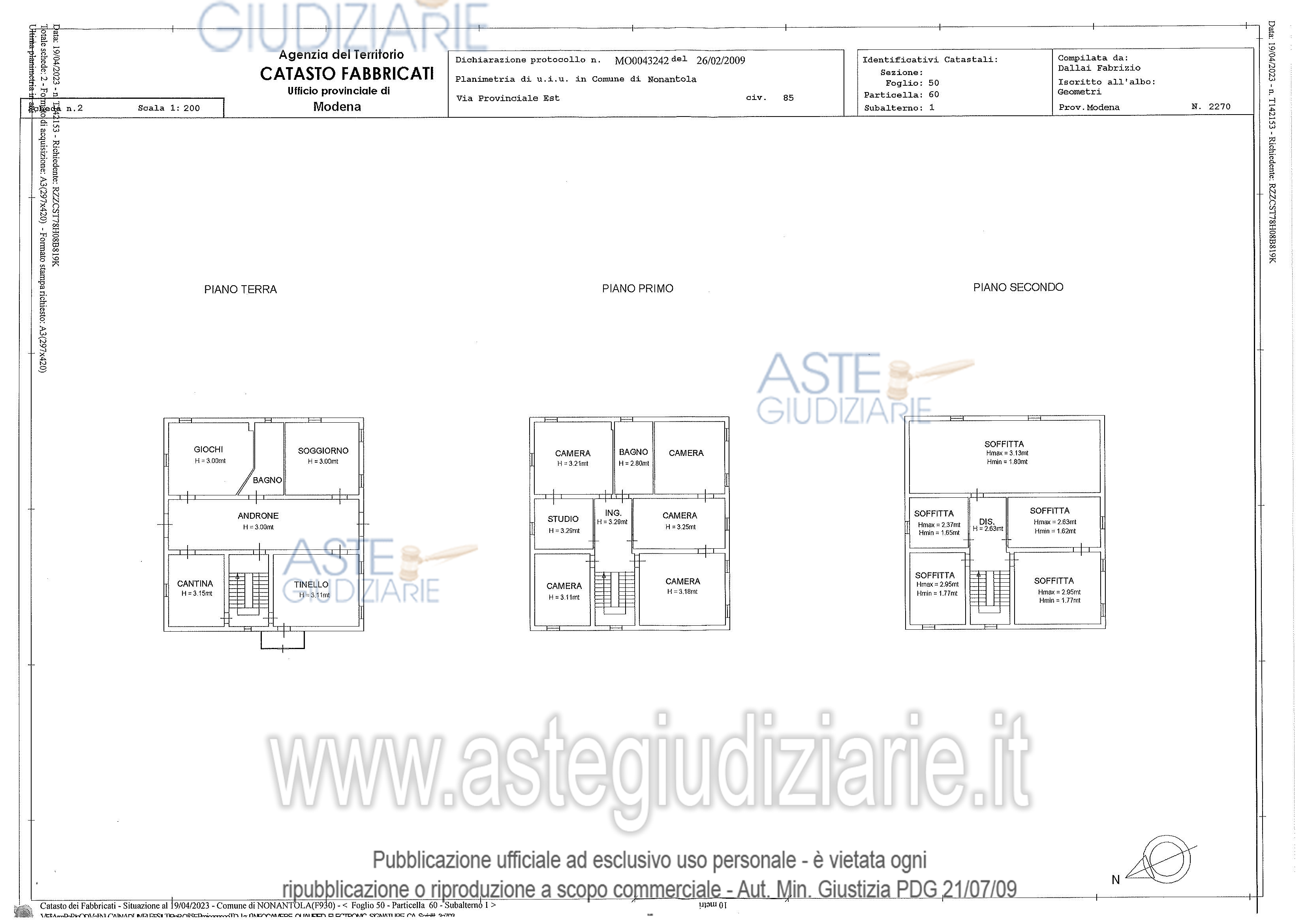 Planimetria del bene