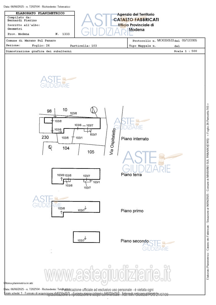 Planimetria del bene