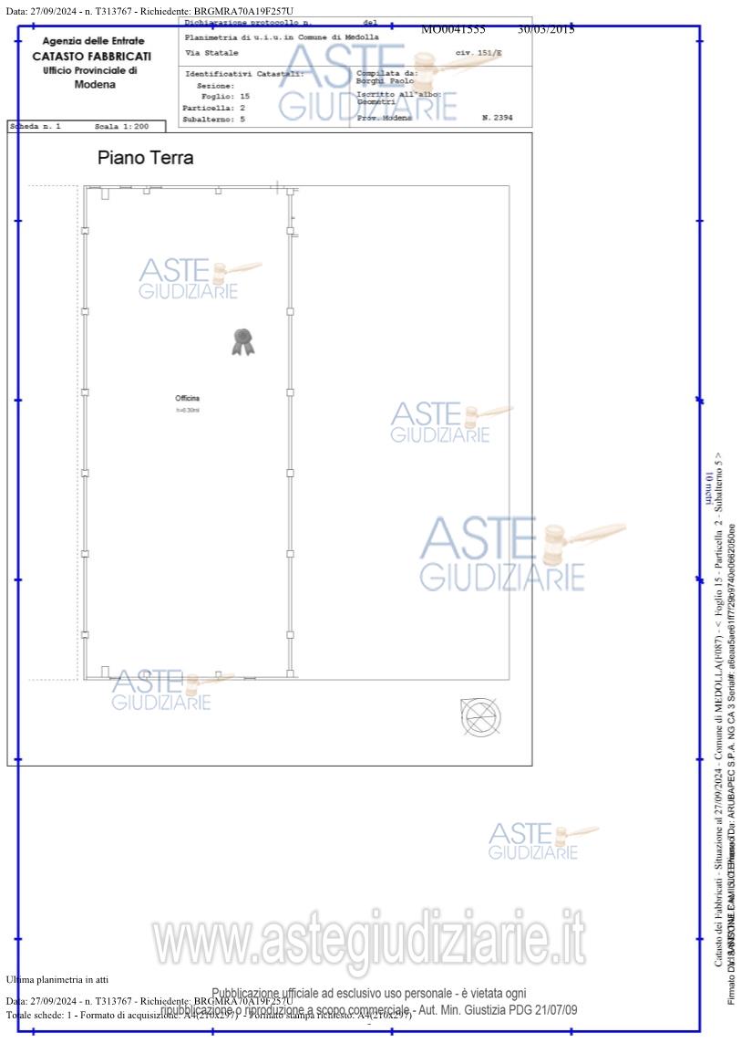 Planimetria del bene