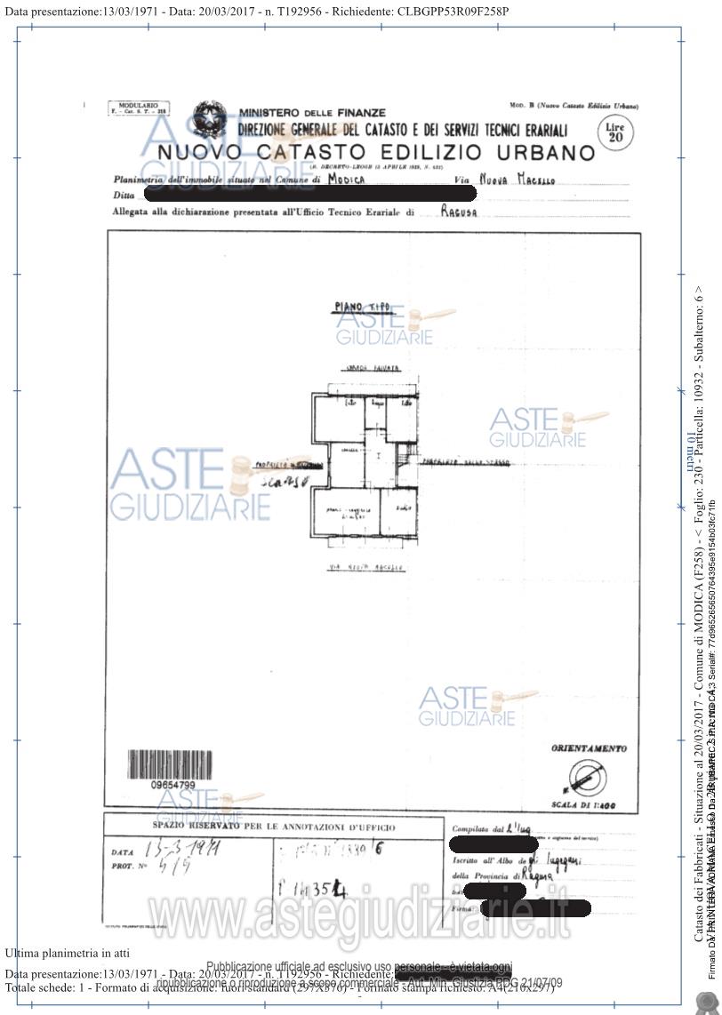 Planimetria del bene