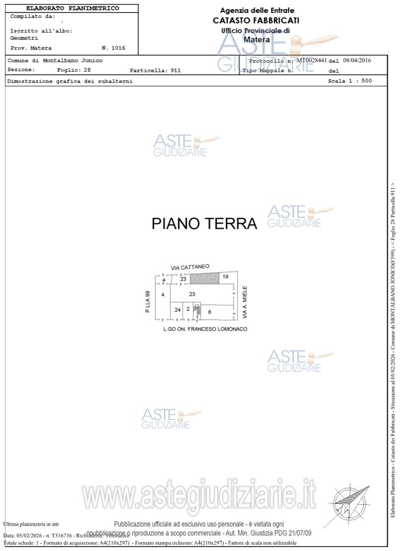 Planimetria del bene