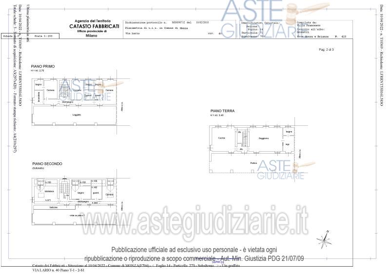 Planimetria del bene