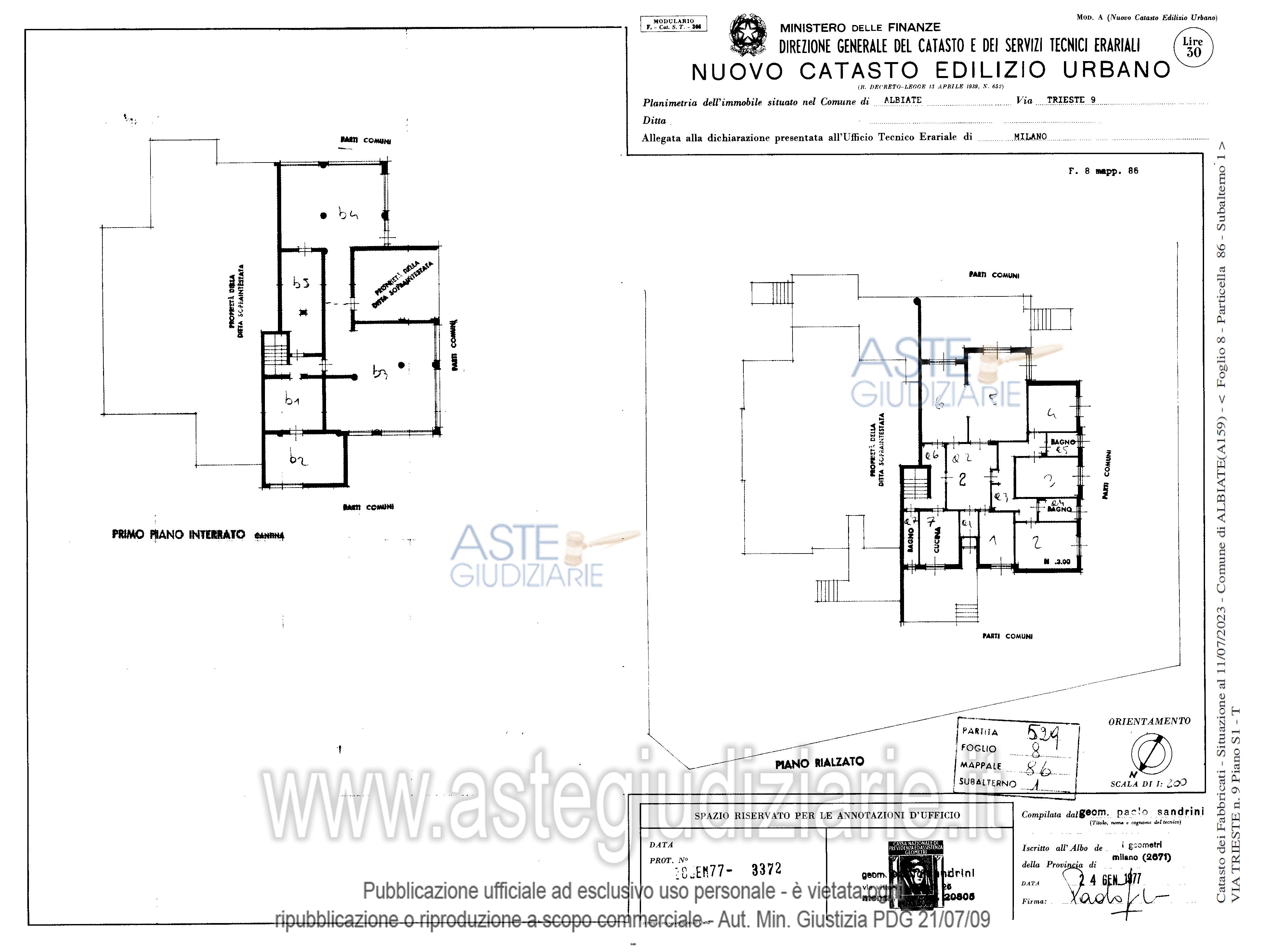 Planimetria del bene
