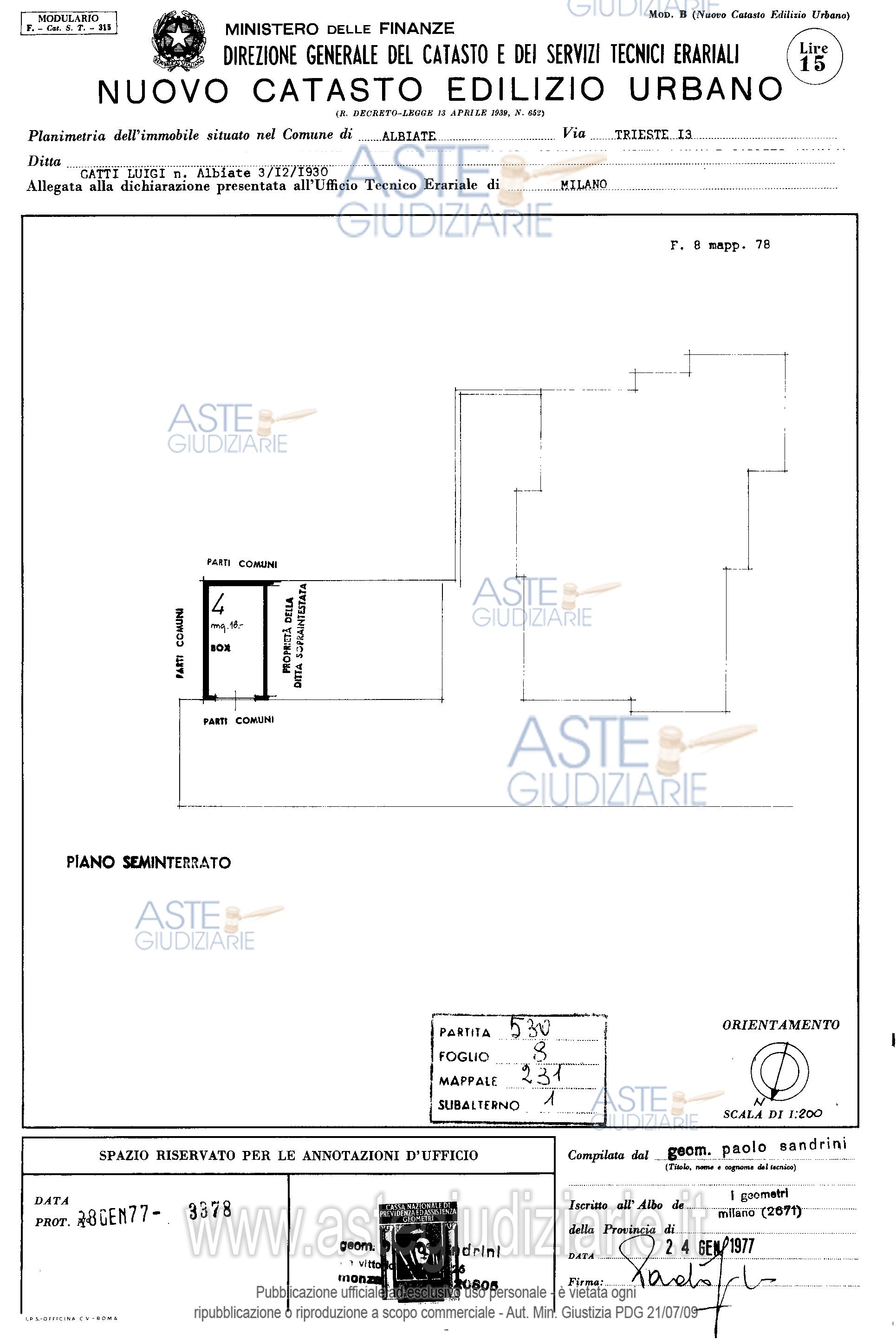 Planimetria del bene