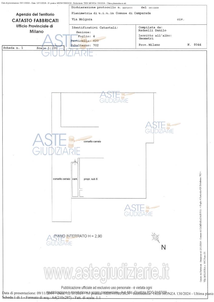 Planimetria del bene