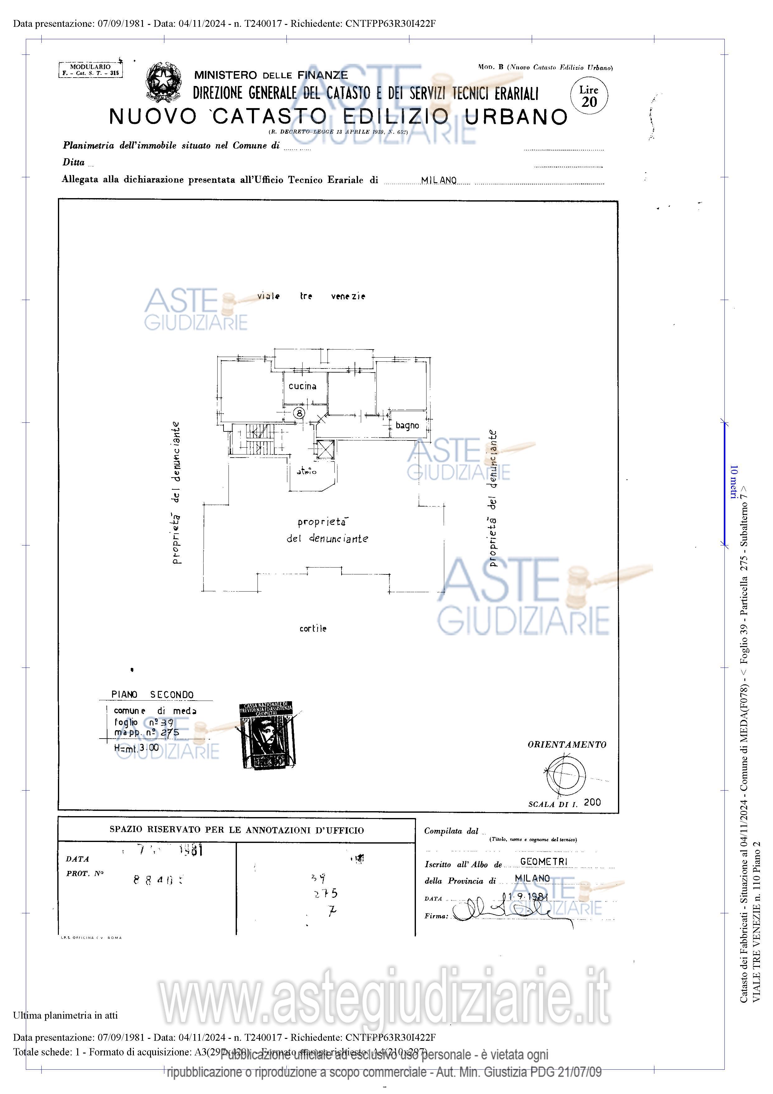 Planimetria del bene