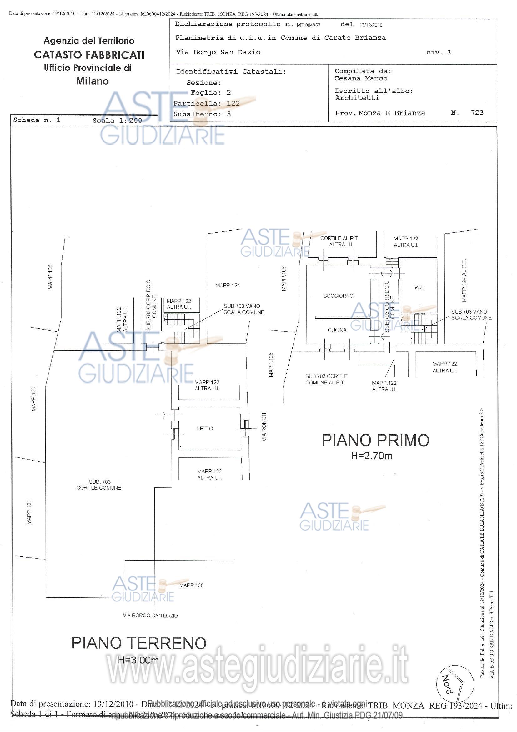 Planimetria del bene