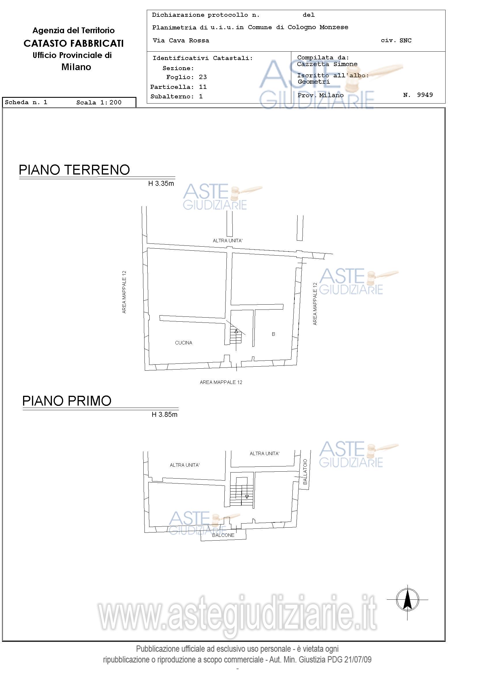 Planimetria del bene