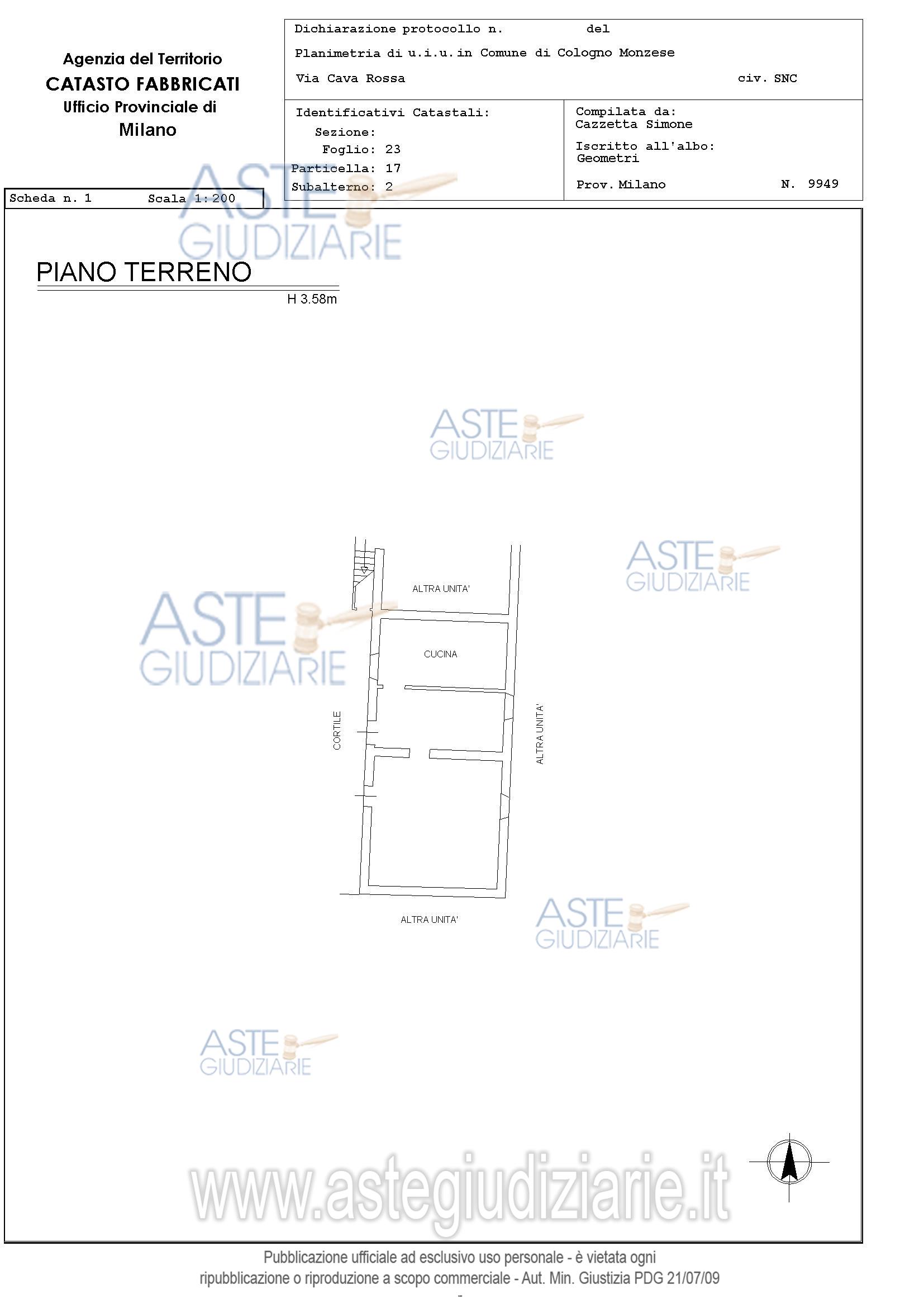 Planimetria del bene