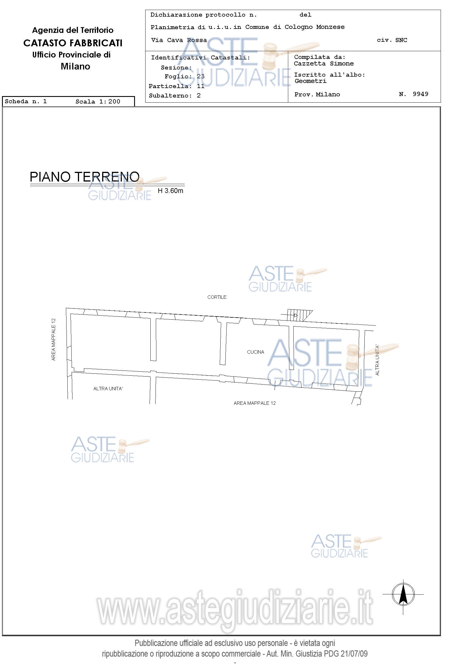Planimetria del bene