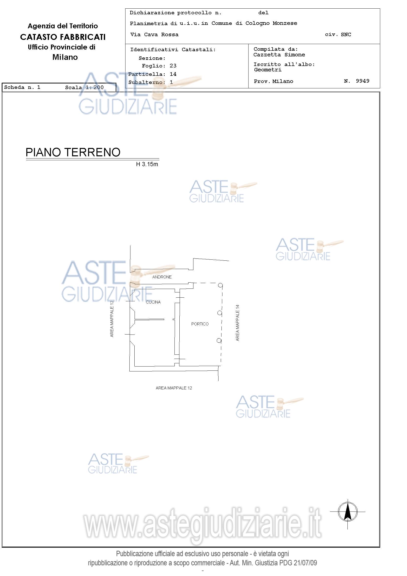 Planimetria del bene