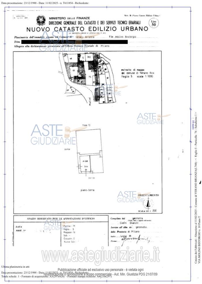 Planimetria del bene