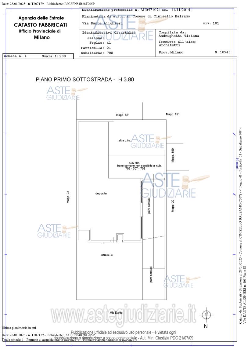 Planimetria del bene