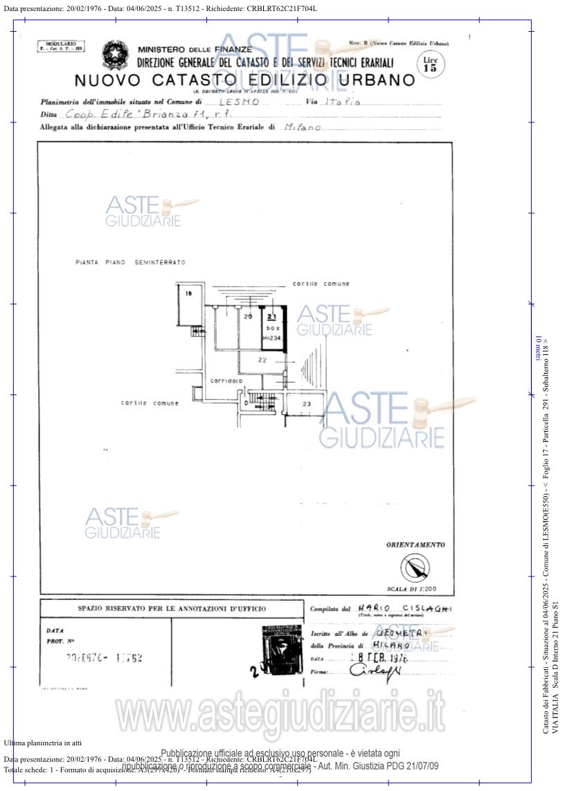 Planimetria del bene
