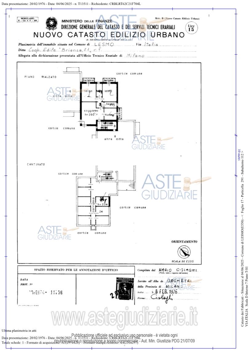 Planimetria del bene