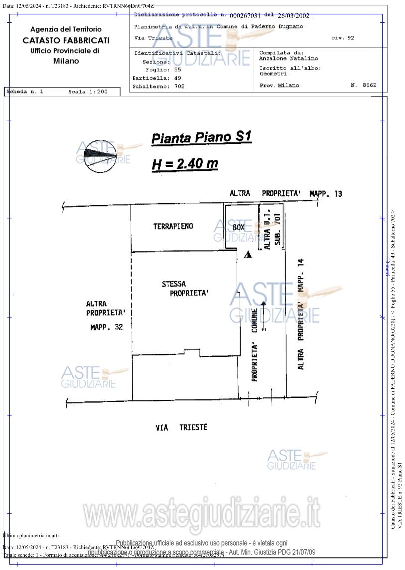 Planimetria del bene