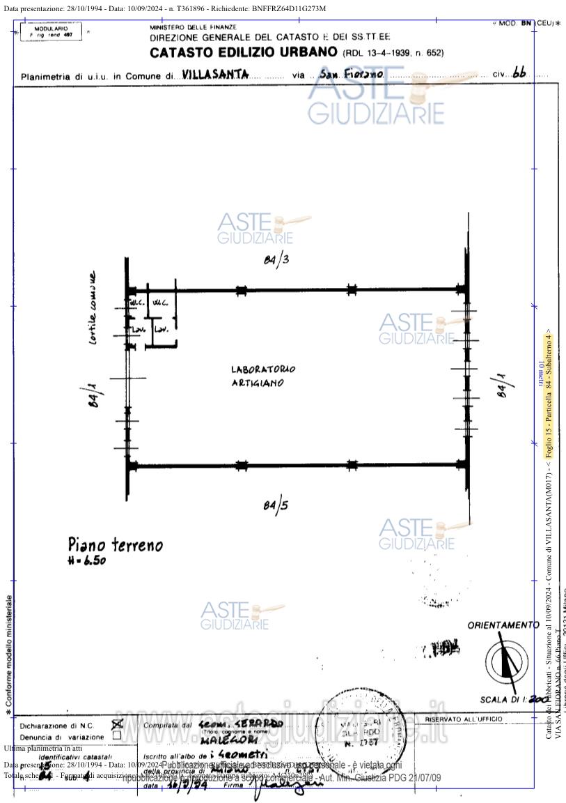 Planimetria del bene