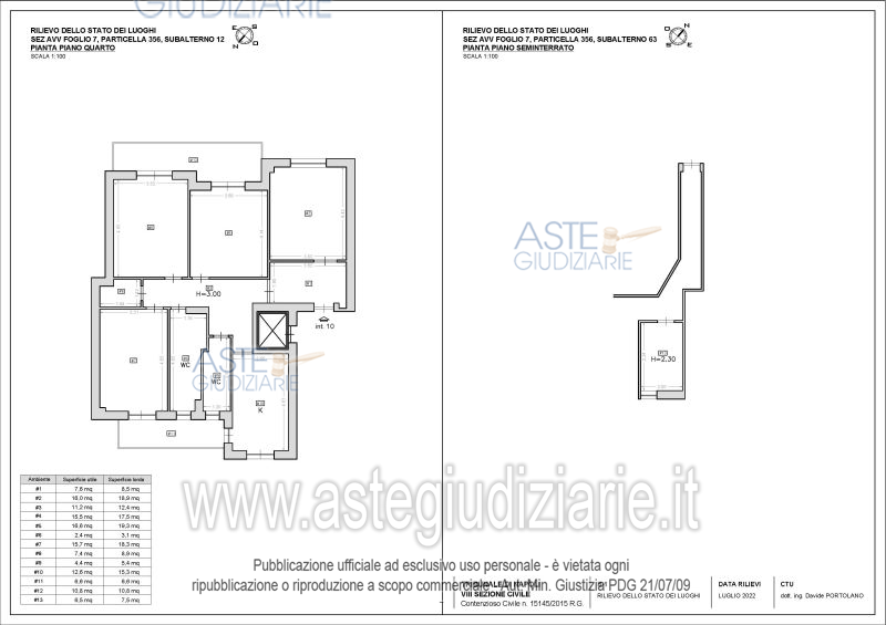 Planimetria del bene